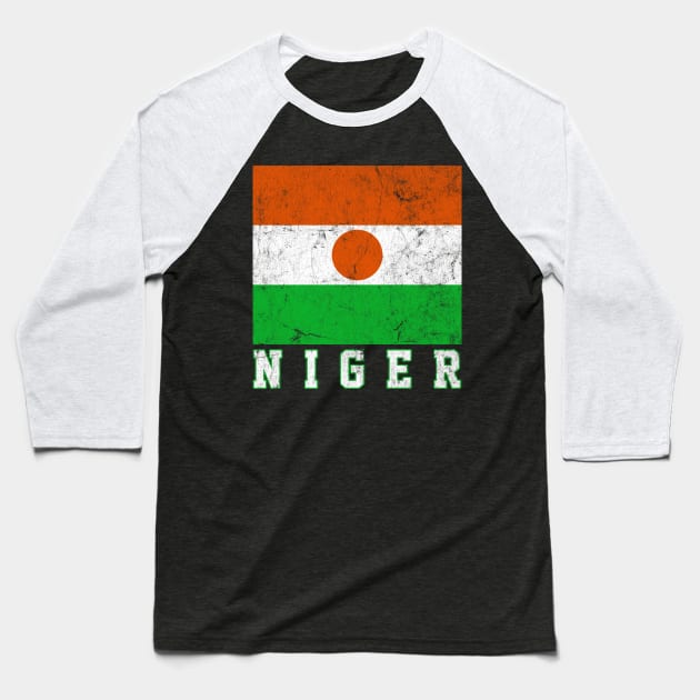 Niger / Vintage Look Flag Design Baseball T-Shirt by DankFutura